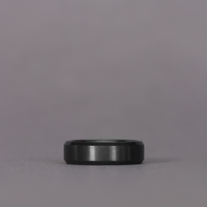 Bevelled Edge Black Zirconium Wedding Ring - The Crookes Valley Ring Black Zirconium Rings