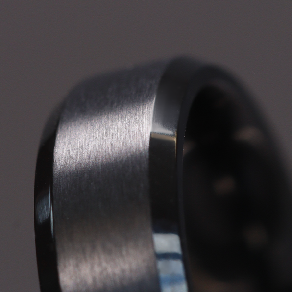 Bevelled Edge Black Zirconium Wedding Ring - The Crookes Valley Ring Black Zirconium Rings
