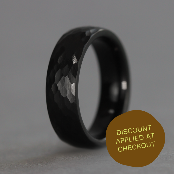 Super Titanium Black Hammered Effect Wedding Ring - Limited Edition - The Rivelin Valley