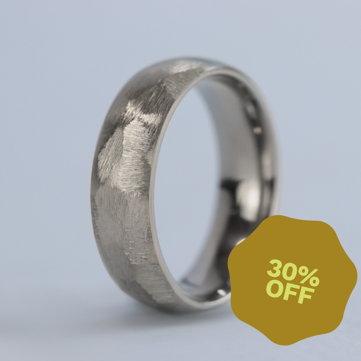 Stainless Steel Rough Hammered Effect Wedding Ring - The Bolehills