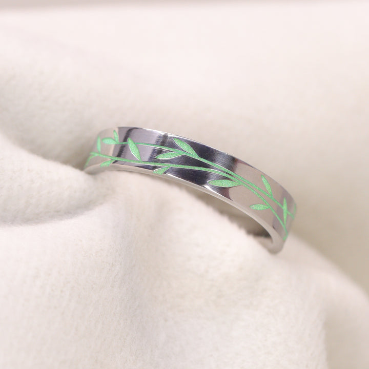 Titanium Floral Vine Patterned Flat Polished Court Unisex 4.0mm Wedding Ring - The Chelsea Park - Made-to-Order