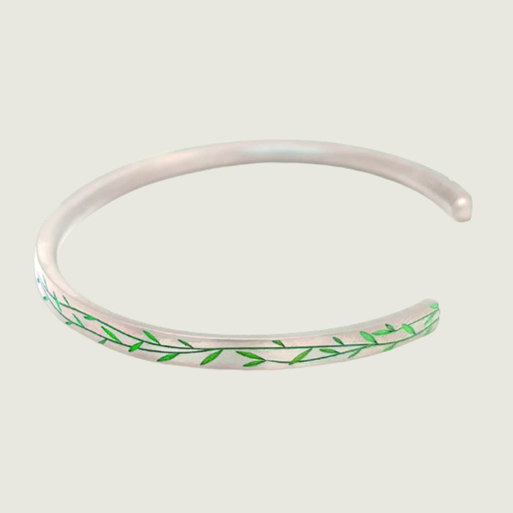 Titanium Floral Vine Patterned Flat Court Unisex Torque Bangle - The Chelsea Park - Made-to-Order Gifts/Merch