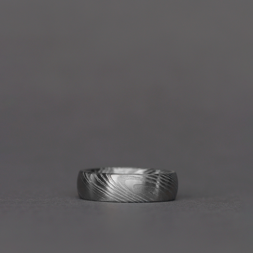 Damascus Stainless Steel Ring Woodgrain Effect - The Wyming Brook Stainless Steel Rings