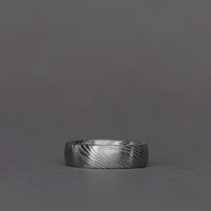 Damascus Stainless Steel Ring Woodgrain Effect - The Wyming Brook Stainless Steel Rings