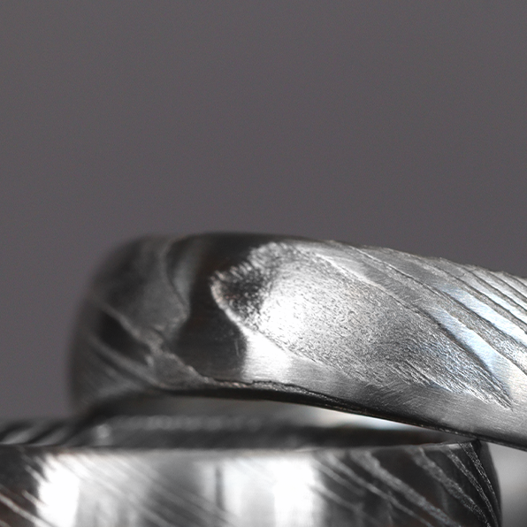 Damascus Stainless Steel Ring Woodgrain Effect - The Wyming Brook Stainless Steel Rings