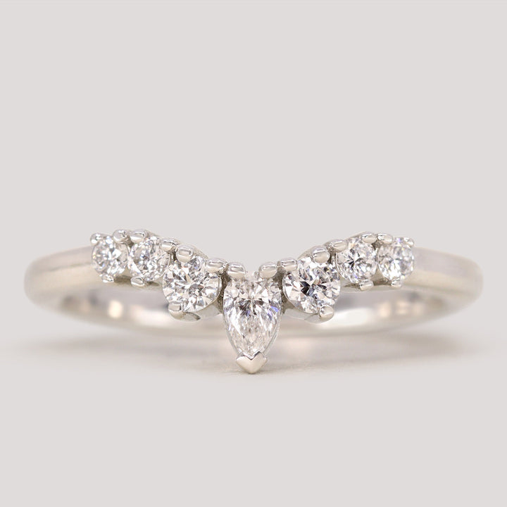 Emma - Pear And Round Diamond Tiara Wedding Ring - Made-to-Order Jessica Flinn Wedding Rings