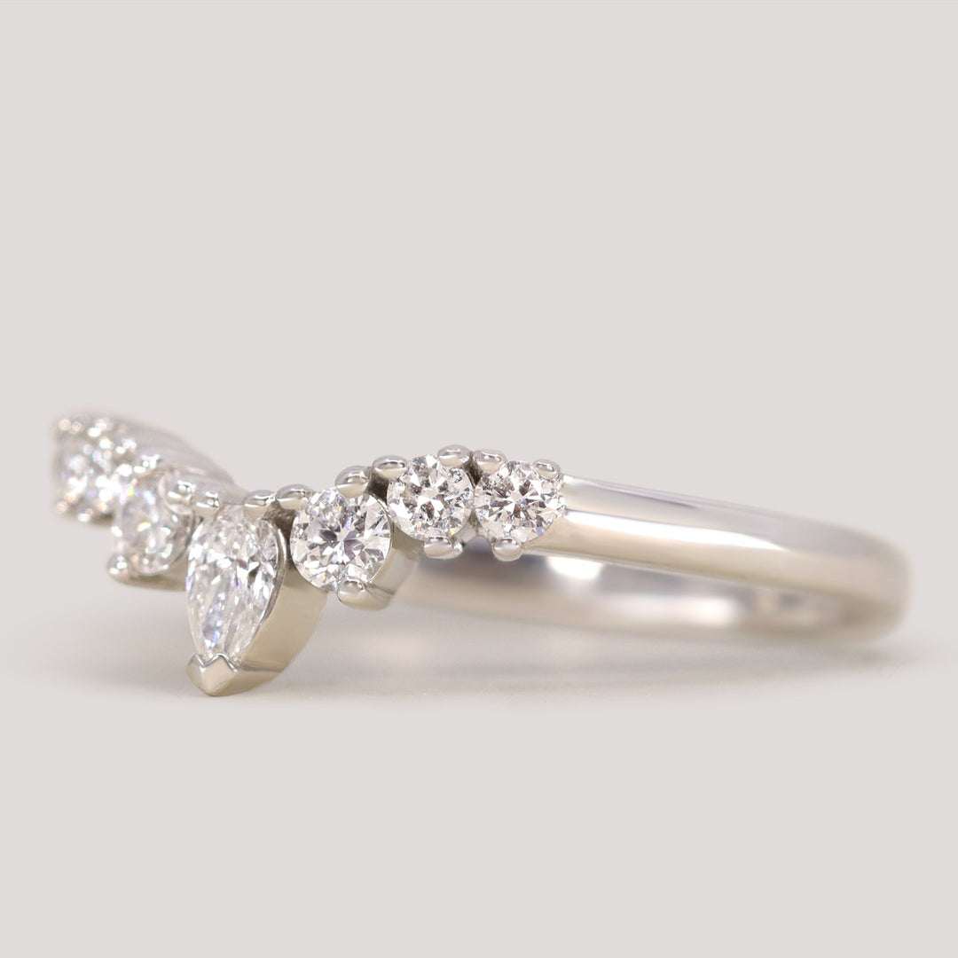Emma - Pear And Round Diamond Tiara Wedding Ring - Made-to-Order Jessica Flinn Wedding Rings