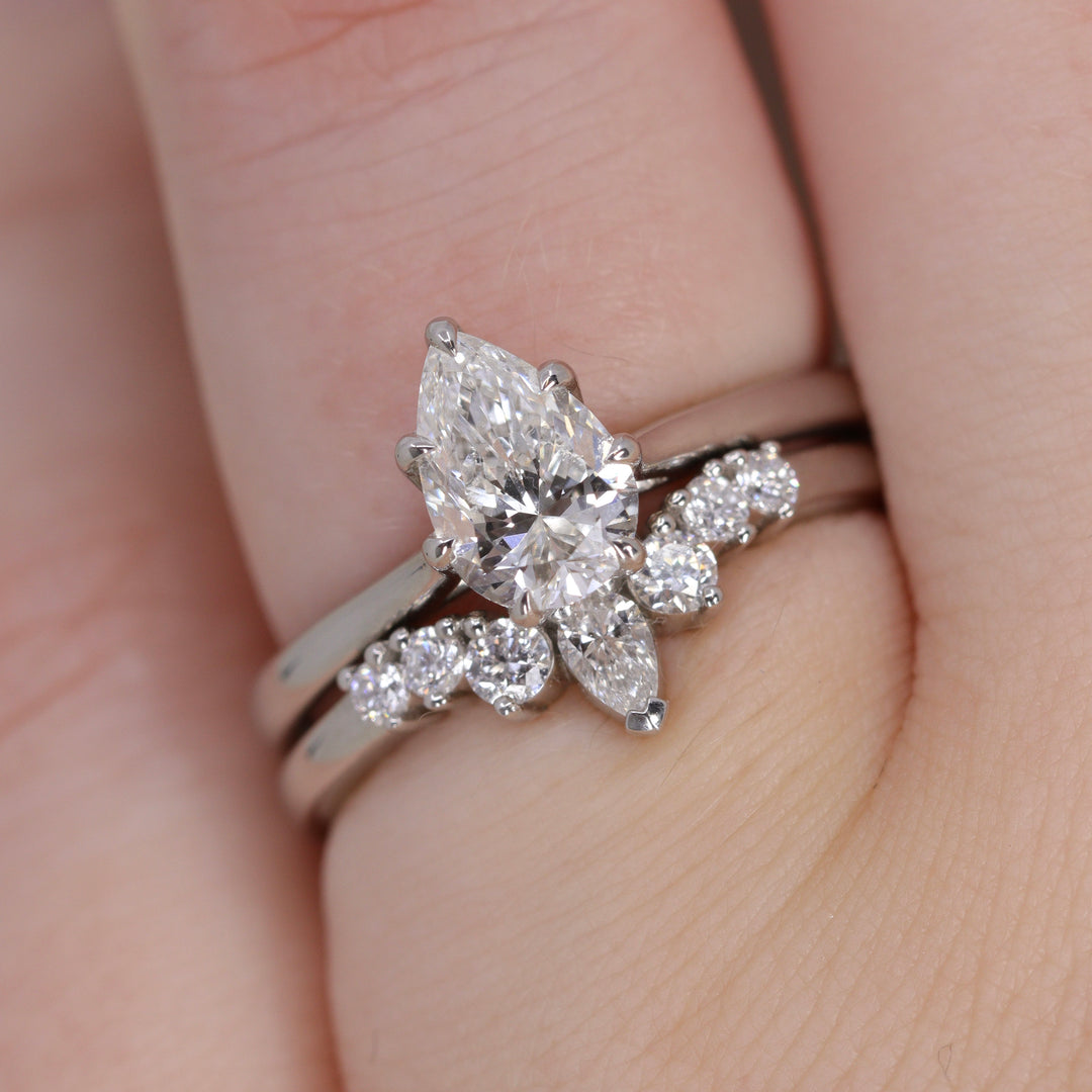 Emma - Pear And Round Diamond Tiara Wedding Ring - Made-to-Order Jessica Flinn Wedding Rings