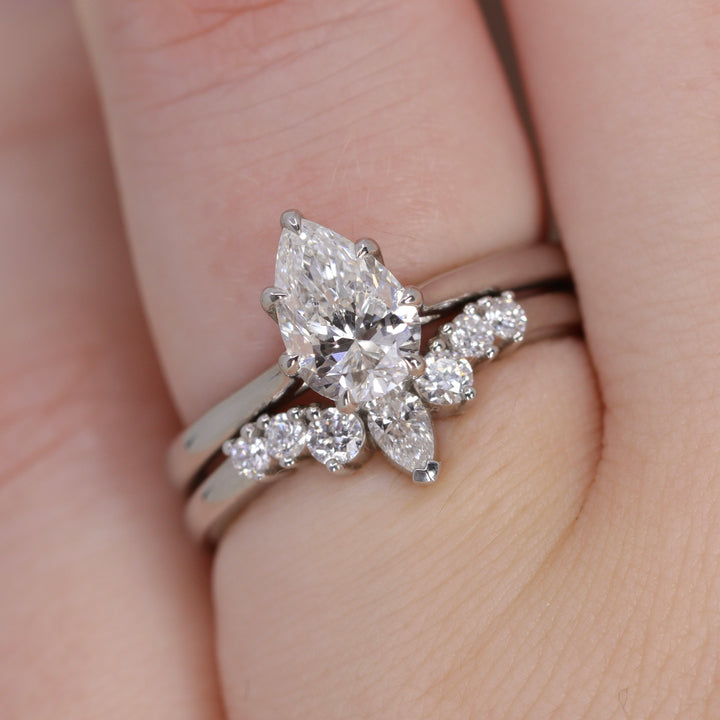 Emma - Pear And Round Diamond Tiara Wedding Ring - Made-to-Order Jessica Flinn Wedding Rings