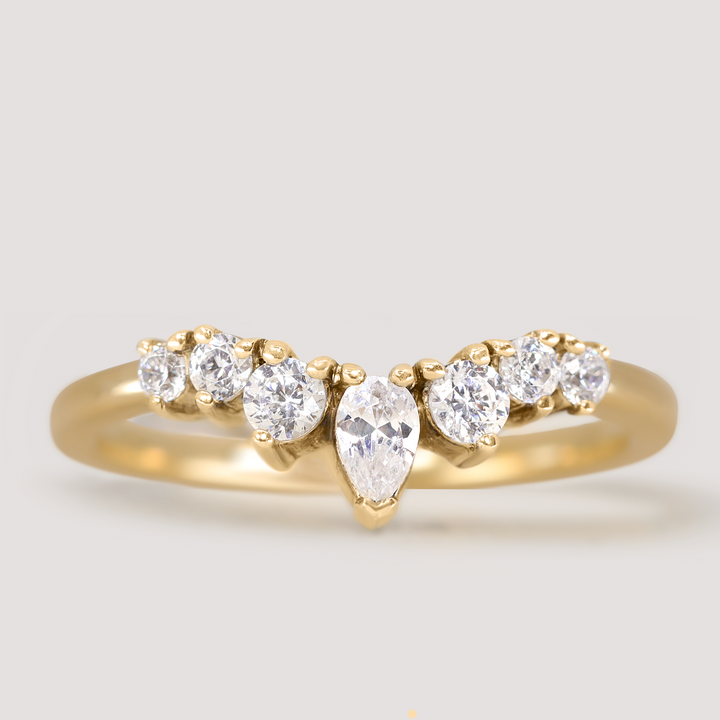 Emma - Pear And Round Diamond Tiara Wedding Ring - Made-to-Order Jessica Flinn Wedding Rings