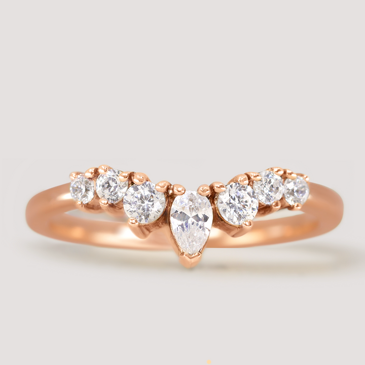 Emma - Pear And Round Diamond Tiara Wedding Ring - Made-to-Order Jessica Flinn Wedding Rings