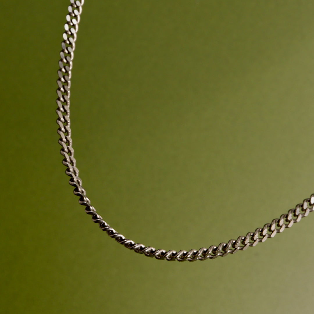 Titanium Flat Filed Curb Neck Men&