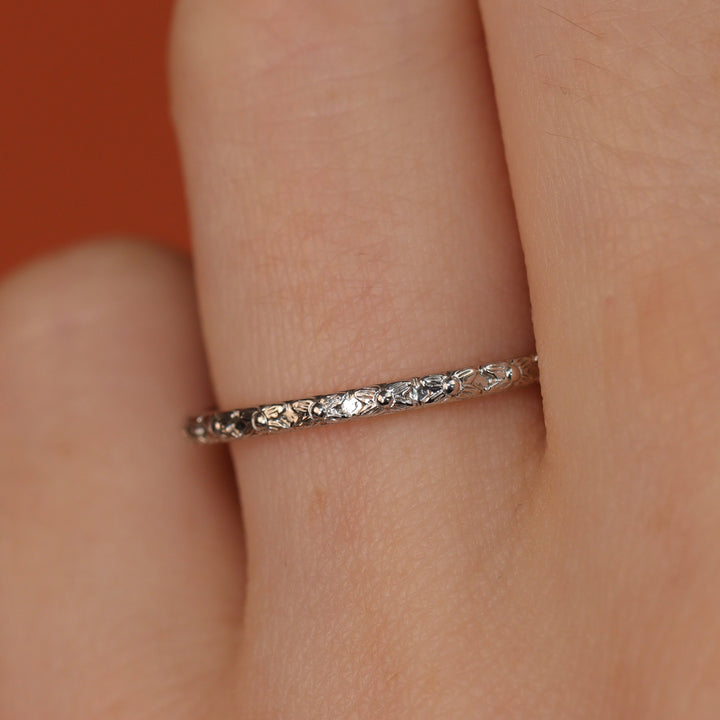 Flora - Floral Pattern Straight Wedding Band - Made-to-Order Jessica Flinn Wedding Rings