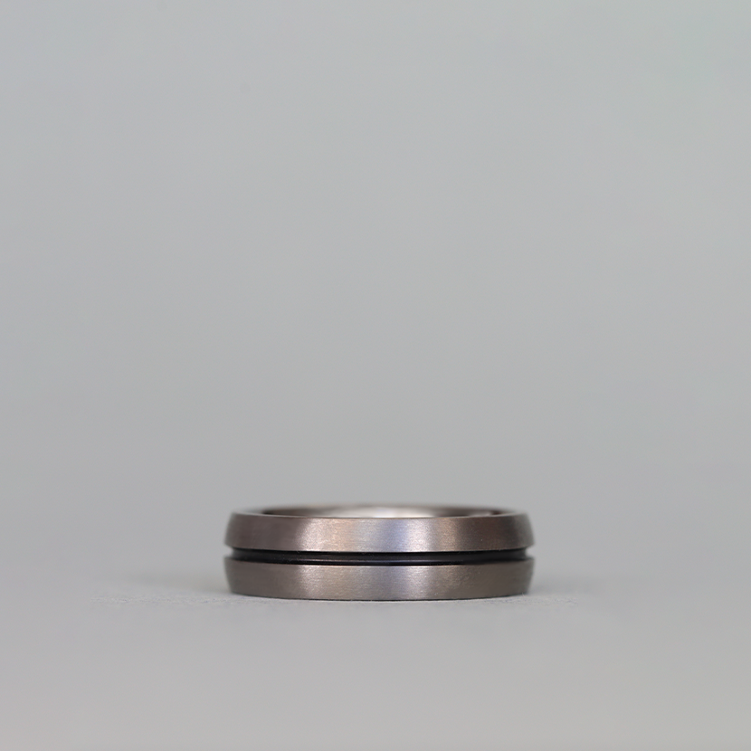 Black Oxidised Channel Brushed Titanium Wedding Ring - The Greystones Ring - Made-to-Order Titanium Rings