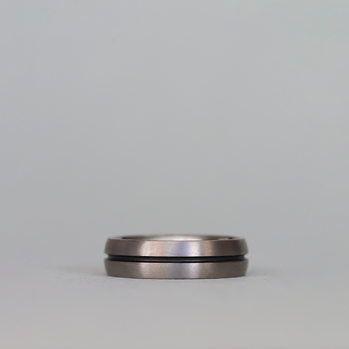 Black Oxidised Channel Brushed Titanium Wedding Ring - The Greystones Ring - Made-to-Order Titanium Rings