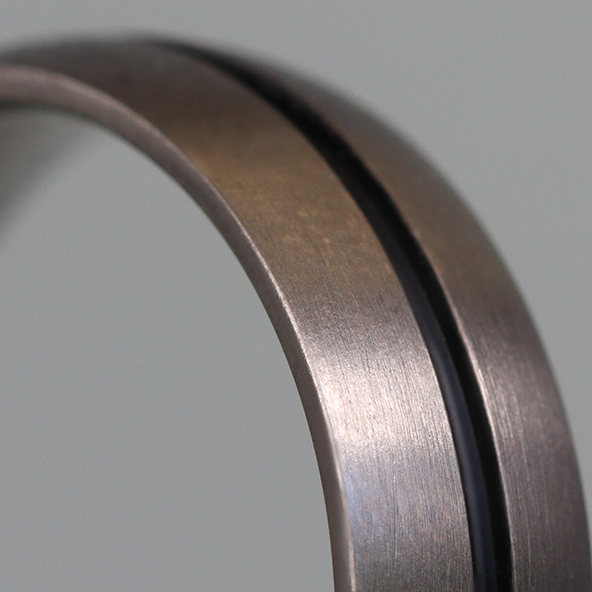Black Oxidised Channel Brushed Titanium Wedding Ring - The Greystones Ring - Made-to-Order Titanium Rings
