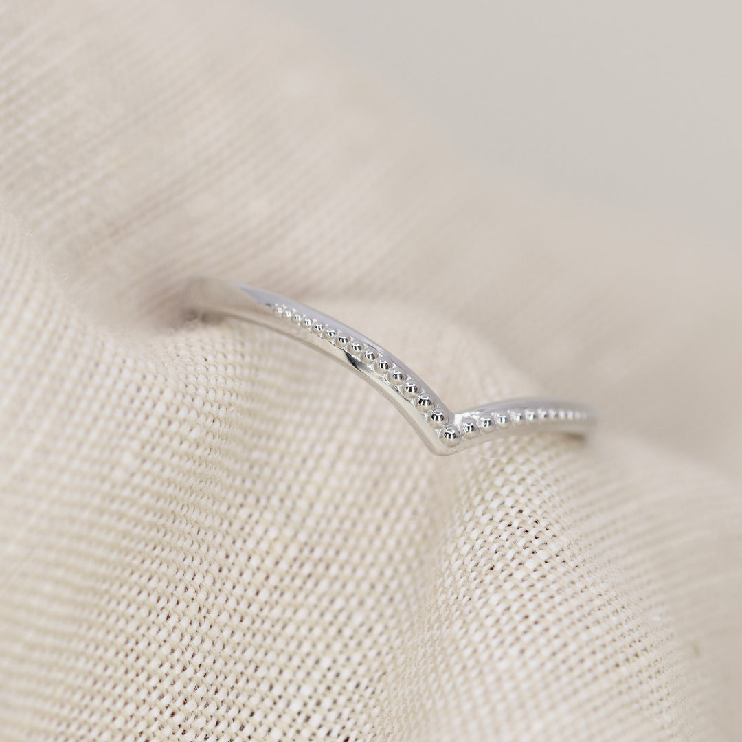 Hadley - Beaded Wishbone Women's Wedding Ring - Made-to-Order Jessica Flinn Wedding Rings