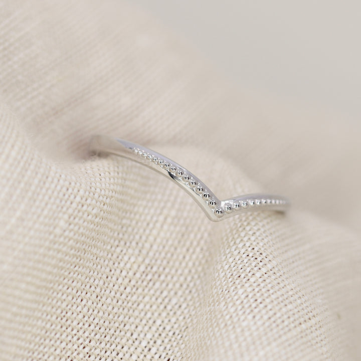 Hadley - Beaded Wishbone Women's Wedding Ring - Made-to-Order Jessica Flinn Wedding Rings