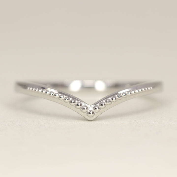 Hadley - Beaded Wishbone Women's Wedding Ring - Made-to-Order Jessica Flinn Wedding Rings