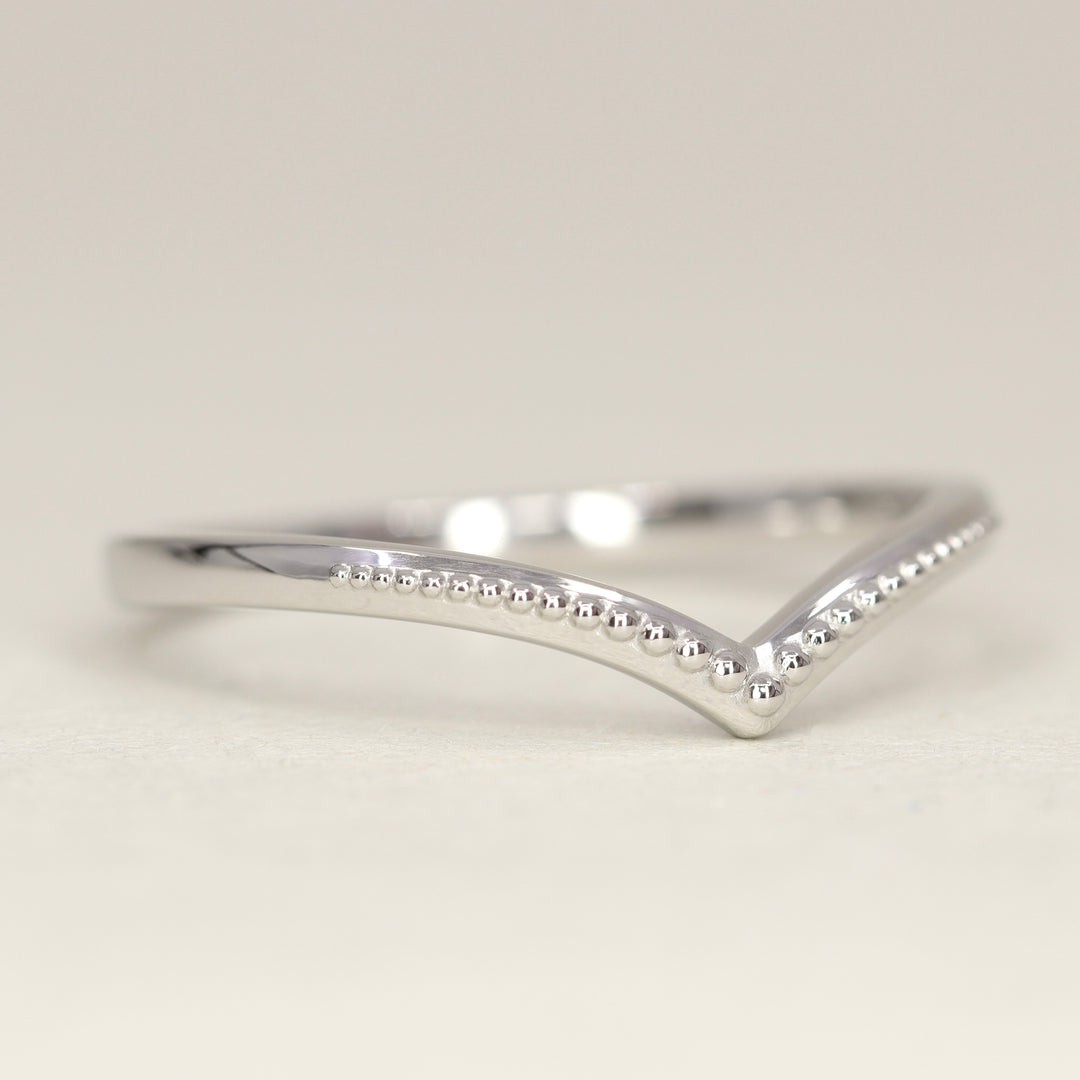 Hadley - Beaded Wishbone Women's Wedding Ring - Made-to-Order Jessica Flinn Wedding Rings