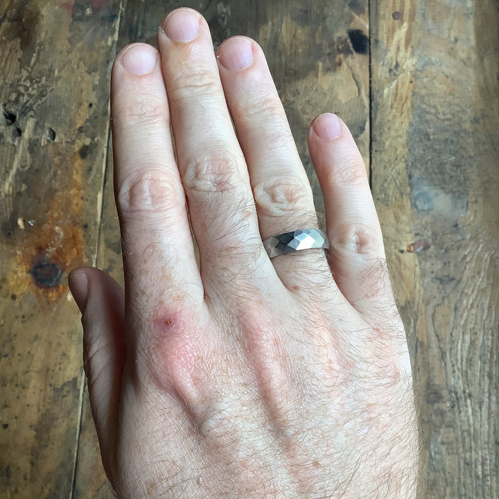 Hammered Effect Stainless Steel Wedding Ring - The Rivelin Valley