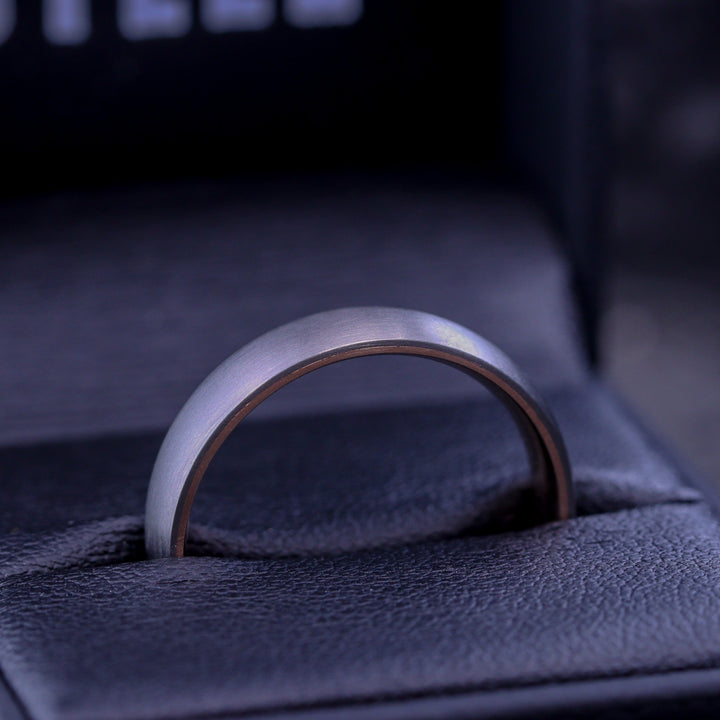 Rose or Yellow Gold Inside Wrap Titanium Wedding Ring - The Ladybower - Made-to-Order