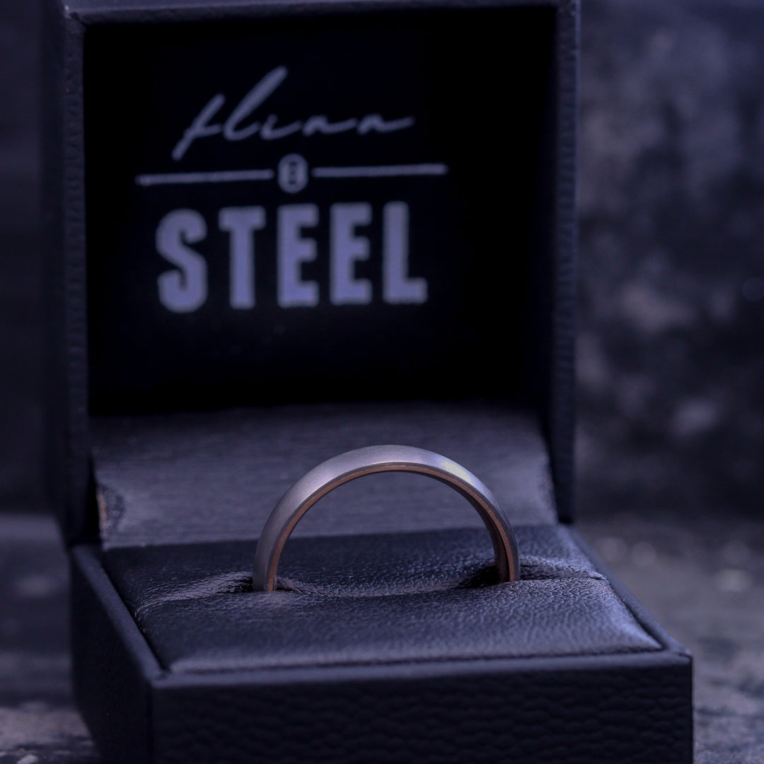 Rose or Yellow Gold Inside Wrap Titanium Wedding Ring - The Ladybower - Made-to-Order