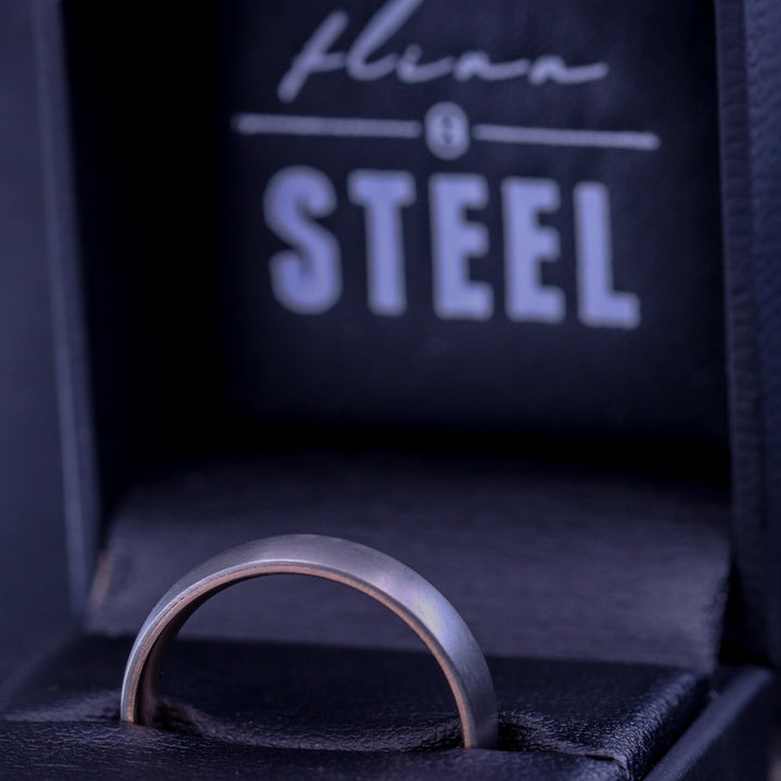 Rose or Yellow Gold Inside Wrap Titanium Wedding Ring - The Ladybower - Made-to-Order