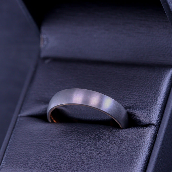 Rose or Yellow Gold Inside Wrap Titanium Wedding Ring - The Ladybower - Made-to-Order