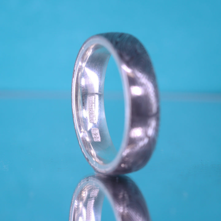 Water Ripples Damascus and Silver Wrap Wedding Ring - The Forge Dam Ring - Made-to-Order