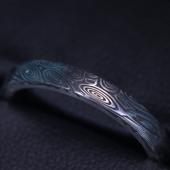 Water Ripples Damascus and Silver Wrap Wedding Ring - The Forge Dam Ring - Made-to-Order