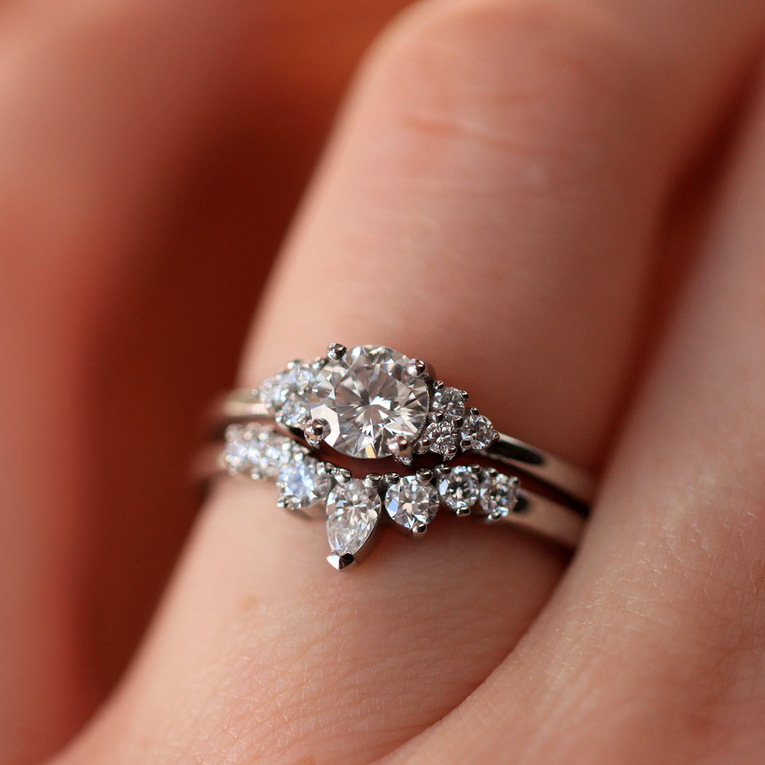 Emma - Pear And Round Diamond Tiara Wedding Ring - Made-to-Order Jessica Flinn Wedding Rings