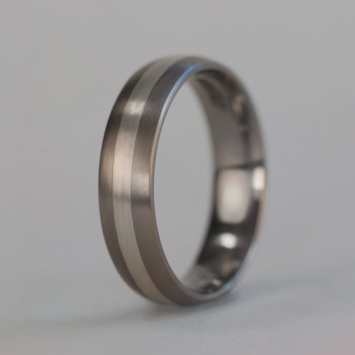 Silver Inlay Titanium Wedding Ring - The Derwent - Made-to-Order Titanium Rings