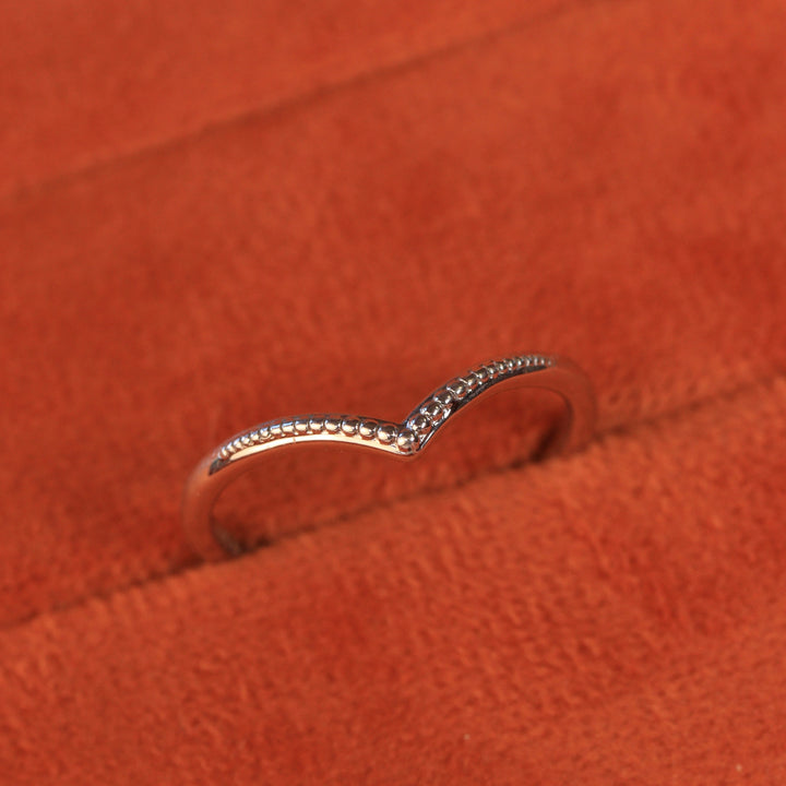 Hadley - Beaded Wishbone Wedding Ring - Made-to-Order Jessica Flinn Wedding Rings