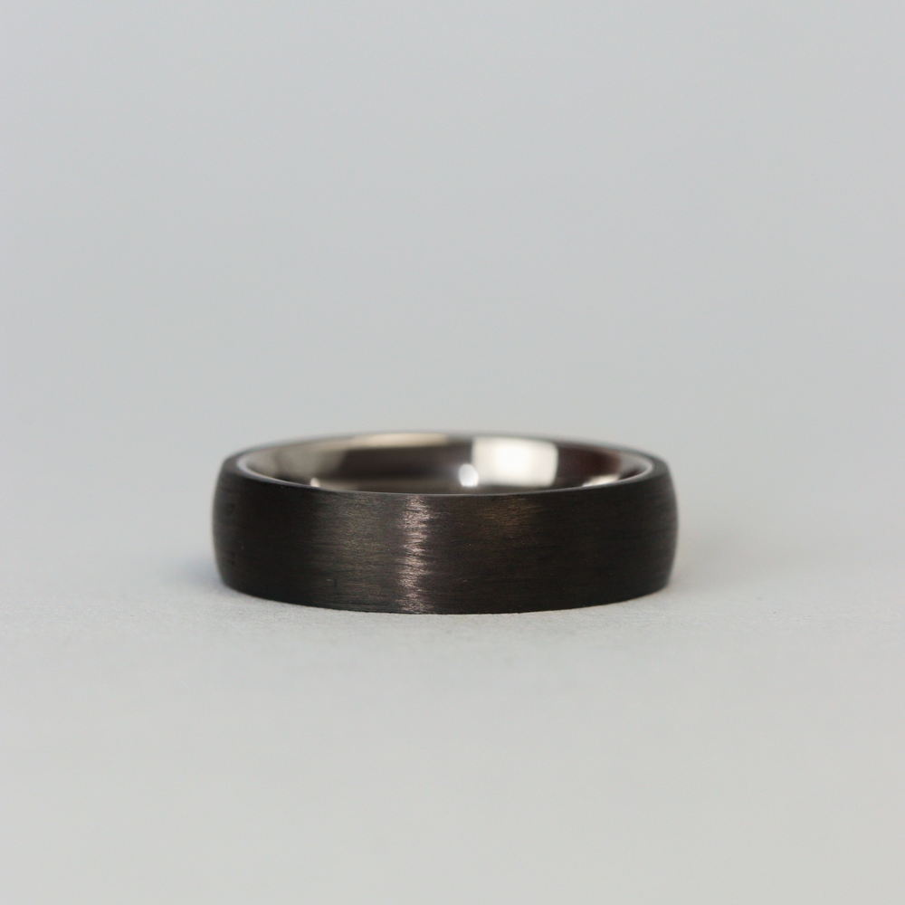 Titanium and Carbon Fibre Brushed Effect Wedding Ring - The Apex Titanium Rings