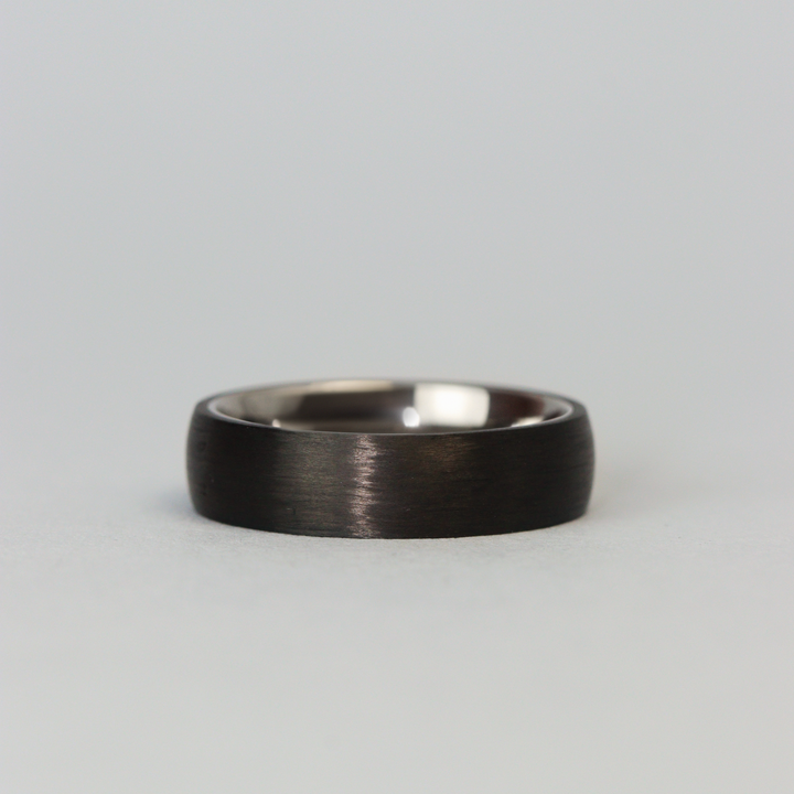 Titanium and Carbon Fibre Brushed Effect Wedding Ring - The Apex Titanium Rings