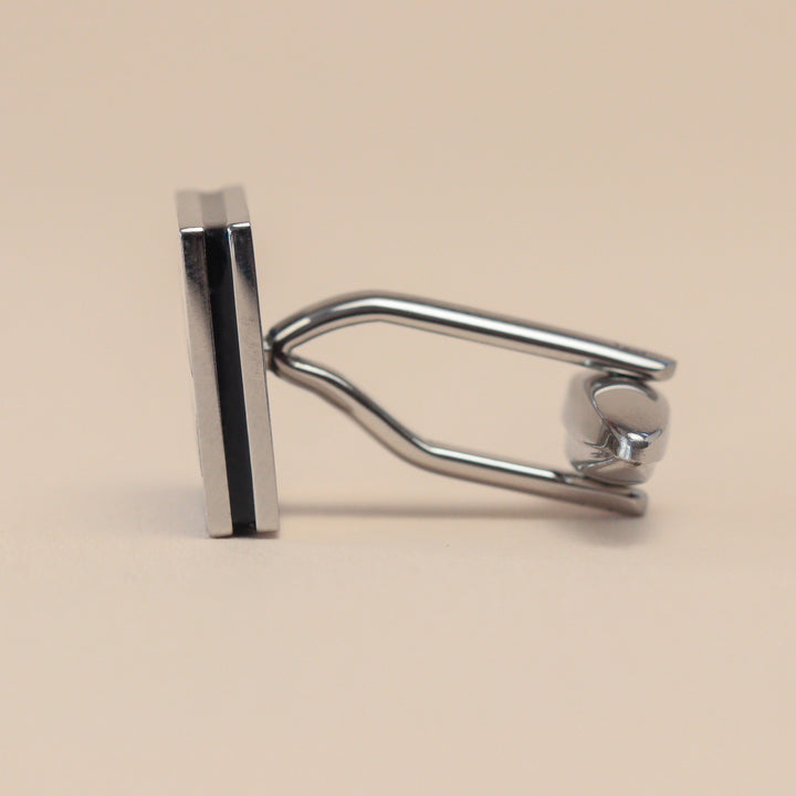 Personalised Stainless Steel Brushed Cufflinks with Black Inlay Cufflinks