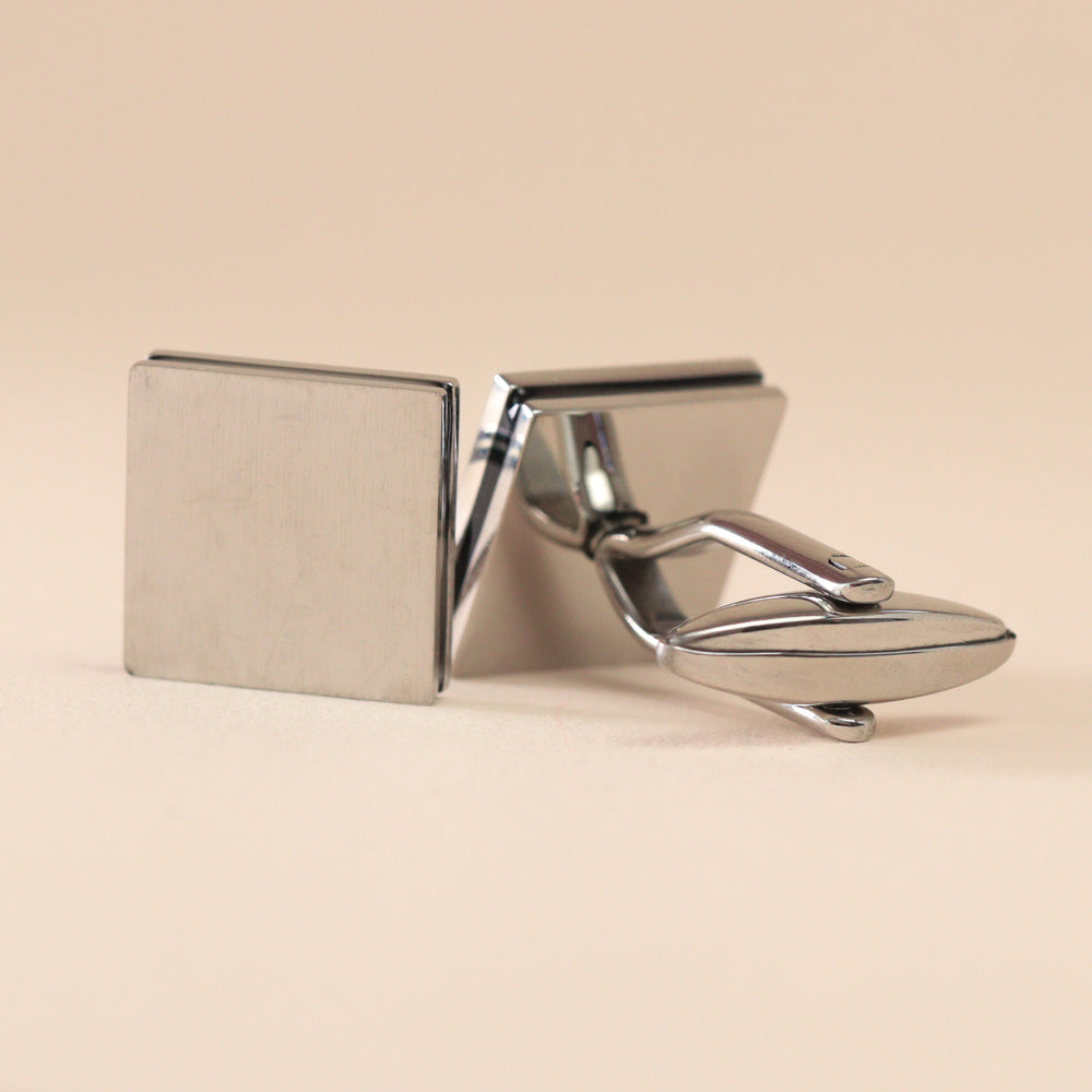 Personalised Stainless Steel Brushed Cufflinks with Black Inlay Cufflinks