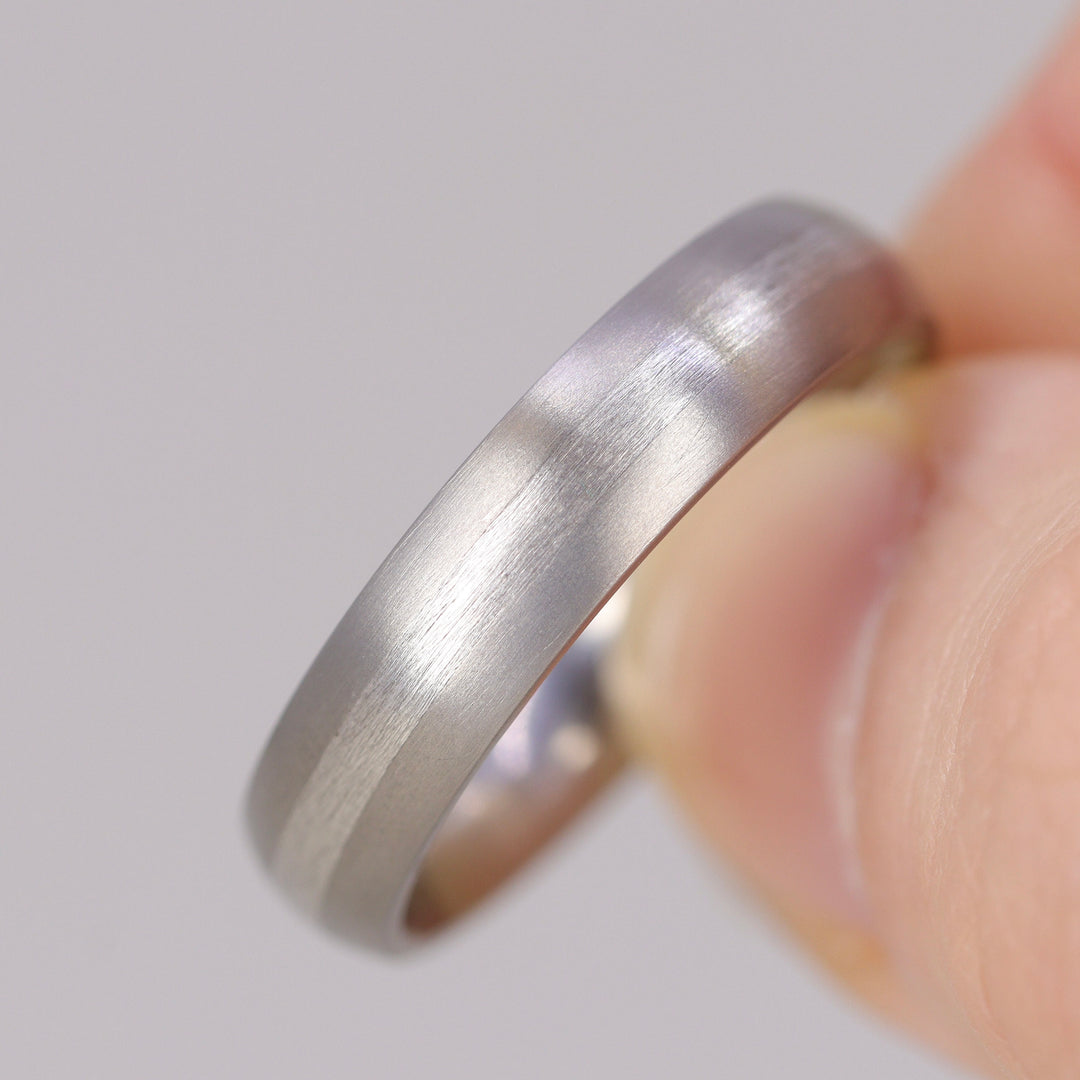 Sample Sale - Titanium & Silver Inlay Wedding Ring - The Derwent
