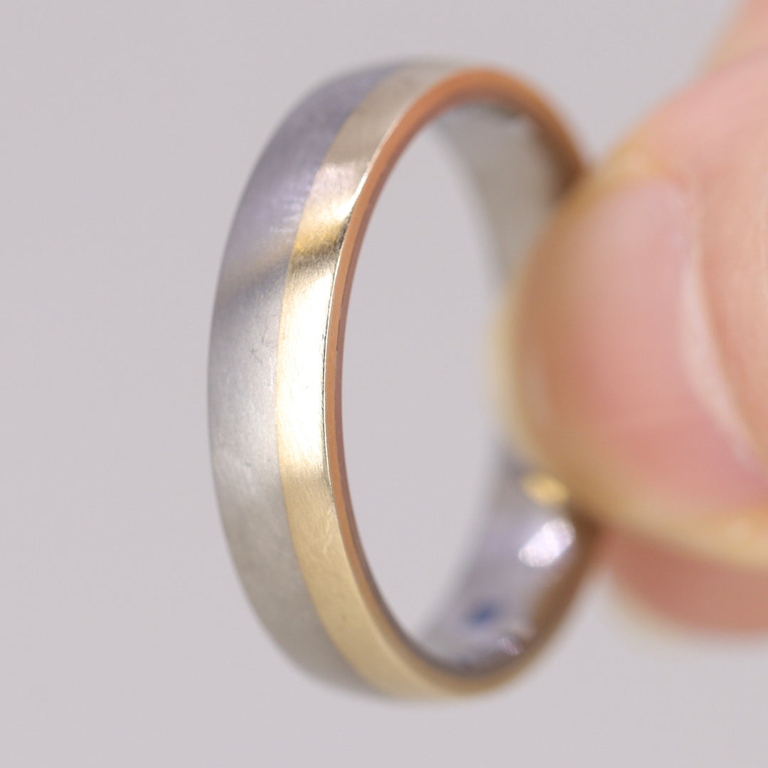 Sample Sale - Titanium & 9ct Yellow Gold Edge Wedding Ring - The Howden
