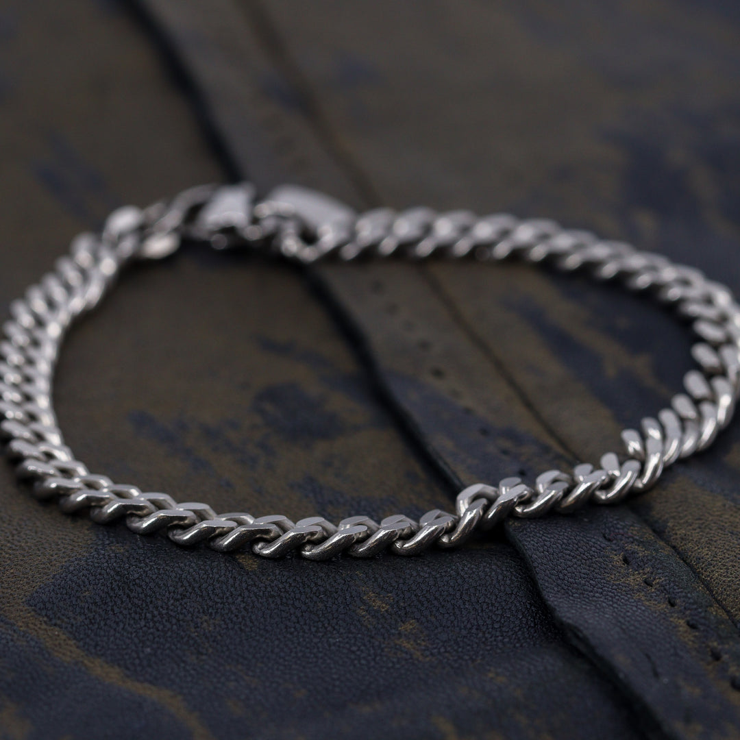 Titanium Filed Curb Chain Bracelet with Lobster Clasp - Made-to-Order