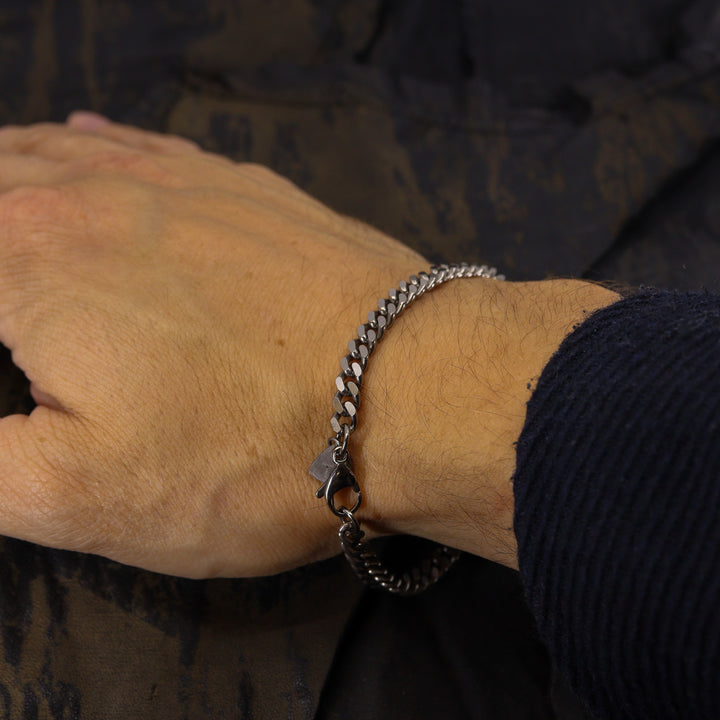 Titanium Filed Curb Chain Bracelet with Lobster Clasp - Made-to-Order Gifts/Merch
