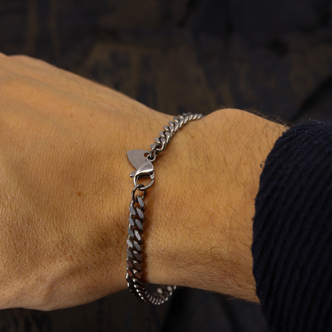 Titanium Filed Curb Chain Bracelet with Lobster Clasp - Made-to-Order