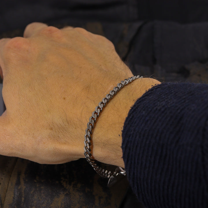 Titanium Filed Curb Chain Bracelet with Lobster Clasp - Made-to-Order Gifts/Merch