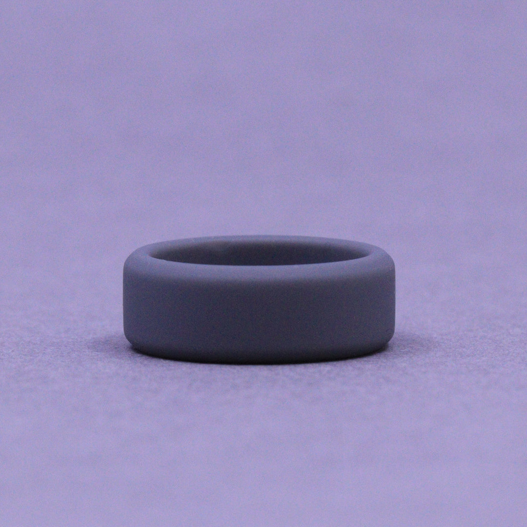 Grey Silicone 8.0mm Bevelled Edge Wedding Ring - The Sidekick Silicone Rings