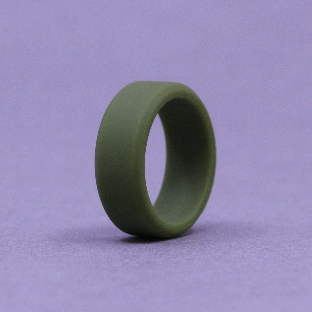 Olive Green Silicone Bevelled Edge Wedding Ring - The Sidekick Silicone Rings