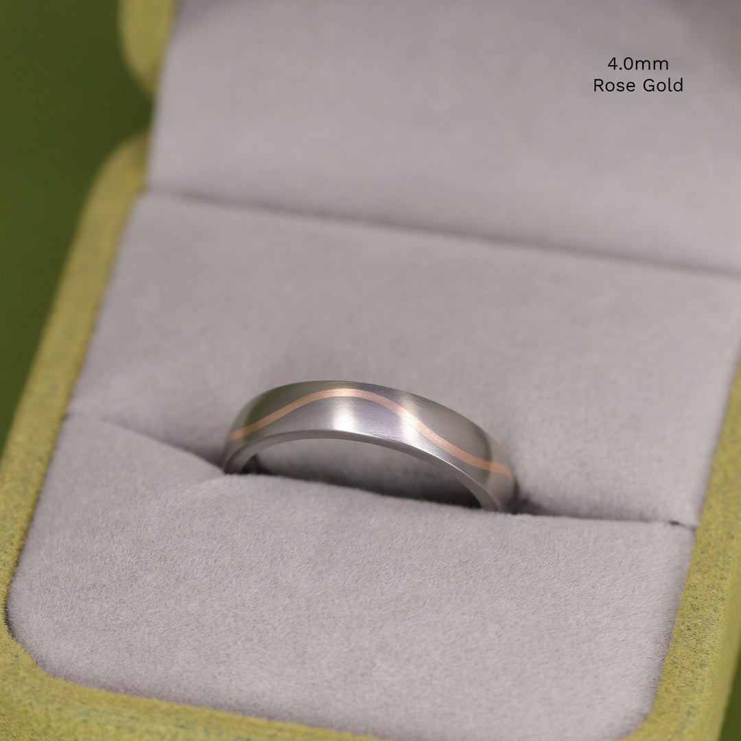 Titanium &amp; Gold Wave Inlay Men&