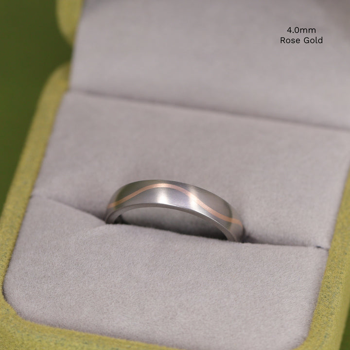 Titanium &amp; Gold Wave Inlay Men&
