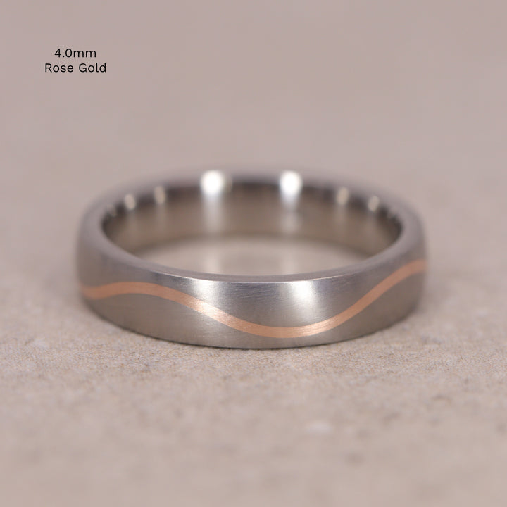 Titanium &amp; Gold Wave Inlay Men&