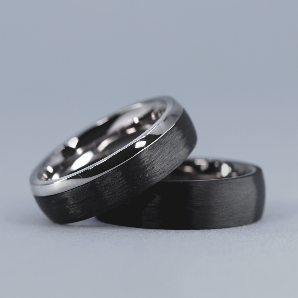 Wedding Ring Set - The Camber & The Apex - Titanium and Carbon Fibre Wedding Rings Wedding Ring Sets